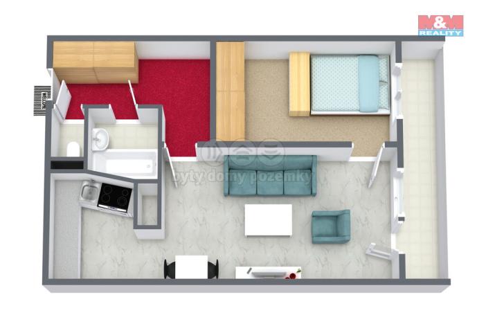 Prodej bytu 2+1, Teplice, Alejní, 46 m2