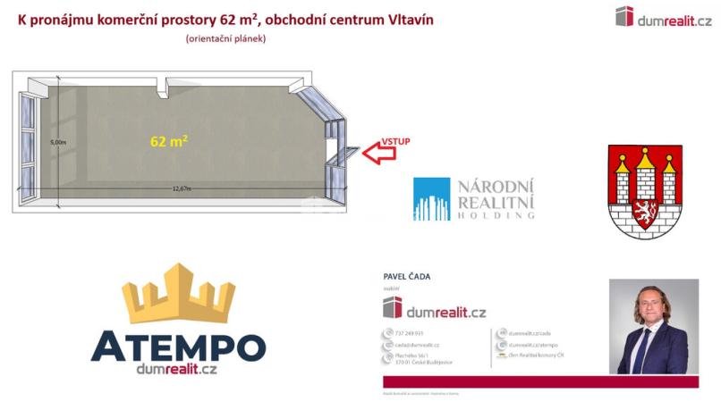 Pronájem obchodního prostoru, České Budějovice - České Budějovice 2, Fr. Ondříčka, 62 m2