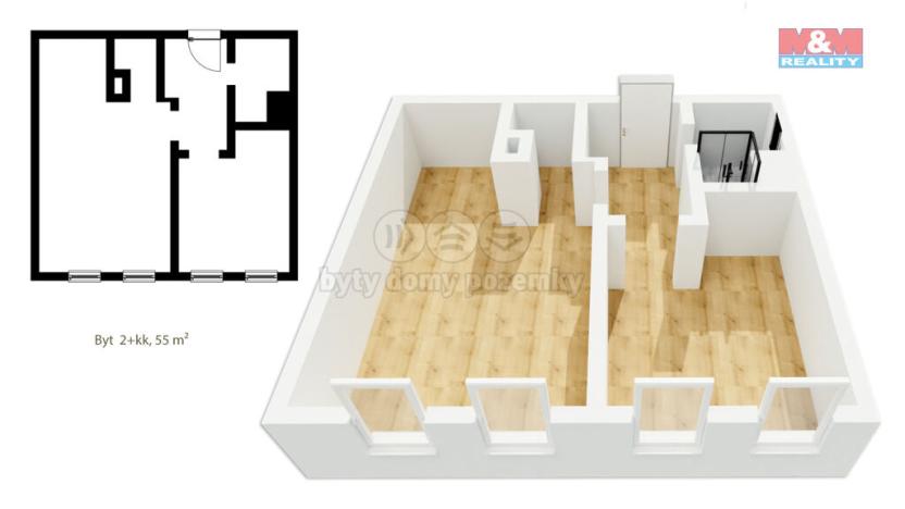 Prodej bytu 2+kk, Bedřichov, 55 m2