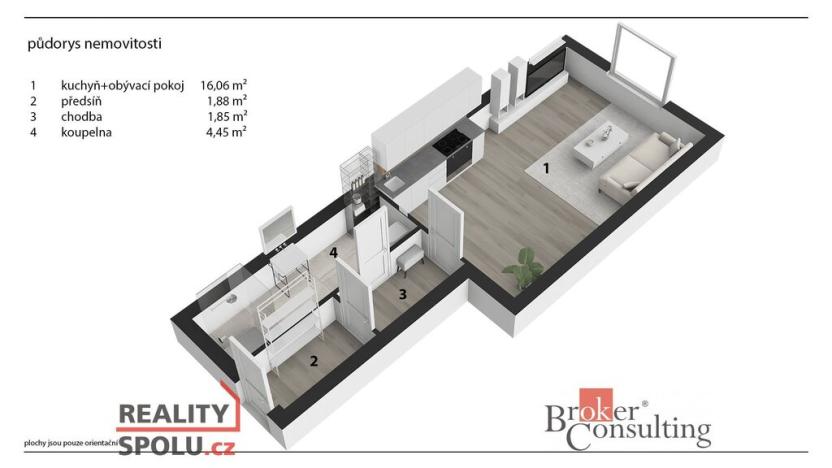 Pronájem bytu 1+kk, Brandýs nad Labem-Stará Boleslav - Brandýs nad Labem, Augustina Lukeše, 24 m2