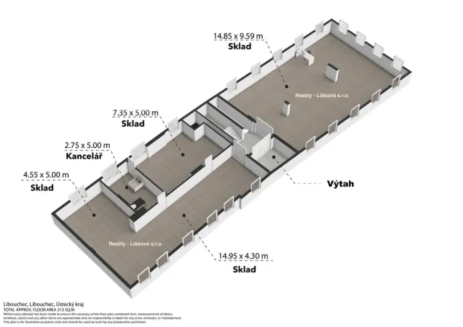 Pronájem výrobních prostor, Libouchec, 261 m2