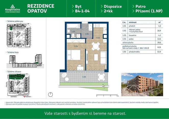 Pronájem bytu 2+kk, Praha - Chodov, Líbalova, 42 m2