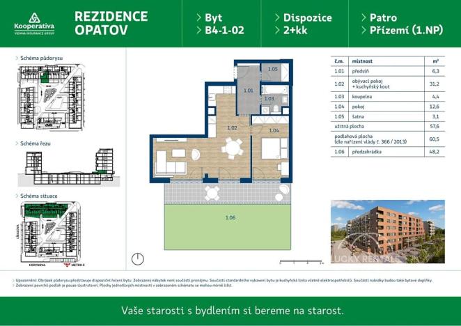 Pronájem bytu 2+kk, Praha - Chodov, Líbalova, 60 m2