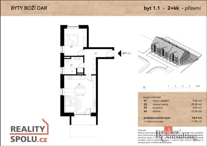 Prodej bytu 2+kk, Boží Dar, 58 m2