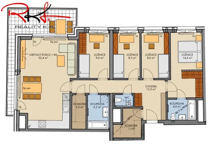 Prodej bytu 5+kk, Praha, Bartůňkova, 113 m2
