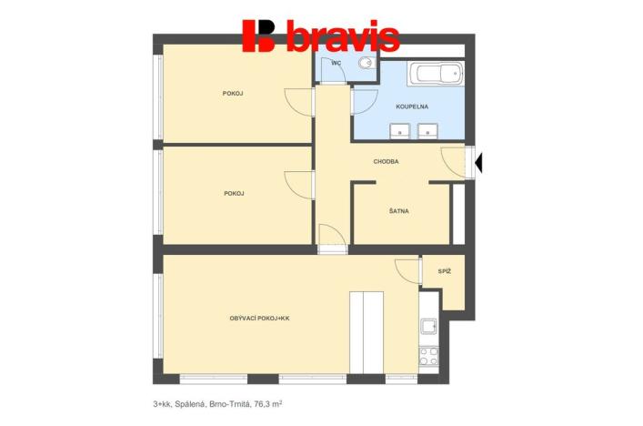 Pronájem bytu 3+kk, Brno, Spálená, 76 m2