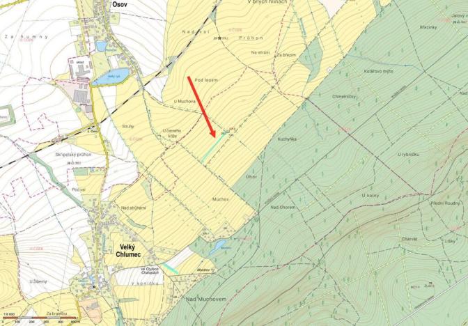 Prodej pole, Velký Chlumec, 1960 m2