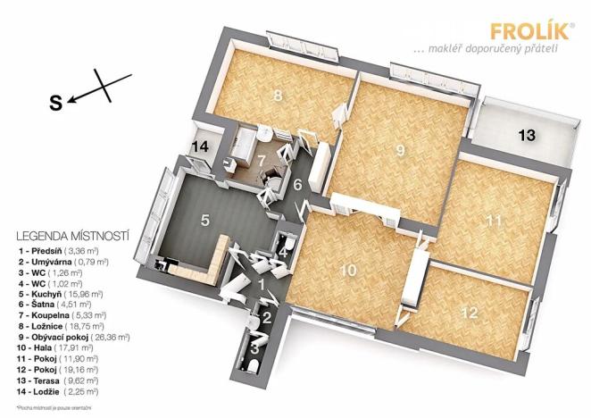 Pronájem bytu 4+1, Praha - Dejvice, Kladenská, 125 m2