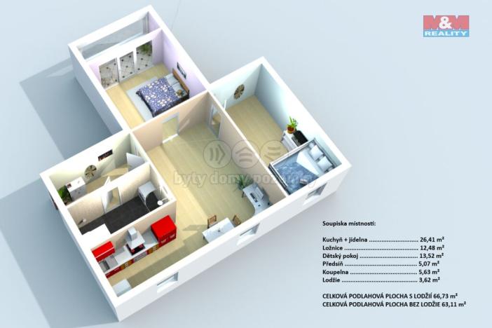 Prodej bytu 3+1, Kolín - Kolín II, Benešova, 64 m2