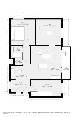 Pronájem bytu 3+1, Brno, Okrouhlá, 70 m2
