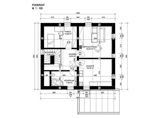 Prodej bytu 4+1, Praha - Vinoř, Semtínská, 90 m2