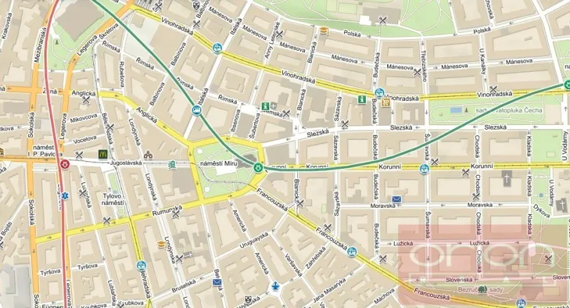 Pronájem garážového stání, Praha - Vinohrady, Záhřebská, 12 m2