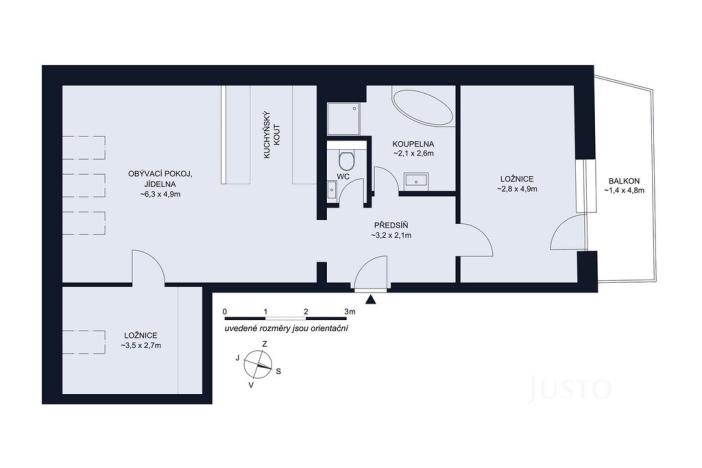 Prodej bytu 3+kk, České Budějovice - České Budějovice 3, Rudolfovská tř., 66 m2