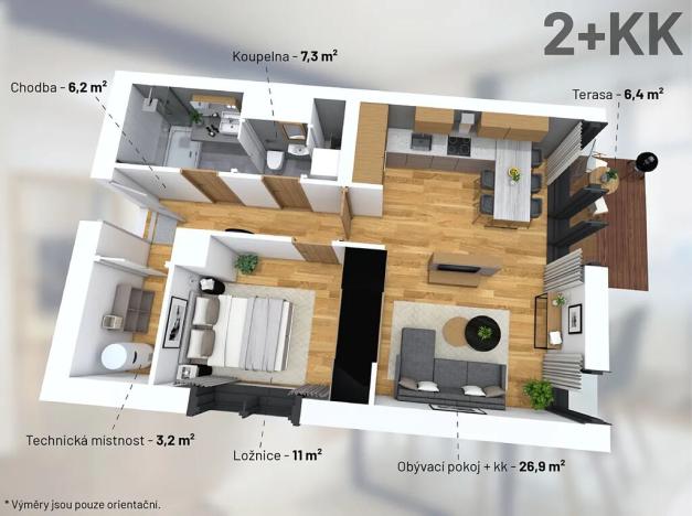 Prodej bytu 2+kk, Praha - Dolní Měcholupy, Ke dráze, 58 m2