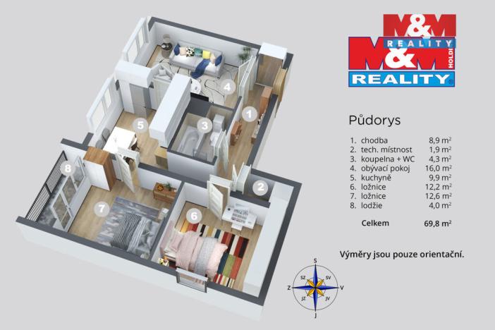 Prodej bytu 3+1, Děčín - Děčín IX-Bynov, Sokolská, 67 m2