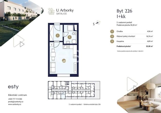 Prodej bytu 1+kk, Praha - Satalice, Za Novákovou zahradou, 30 m2
