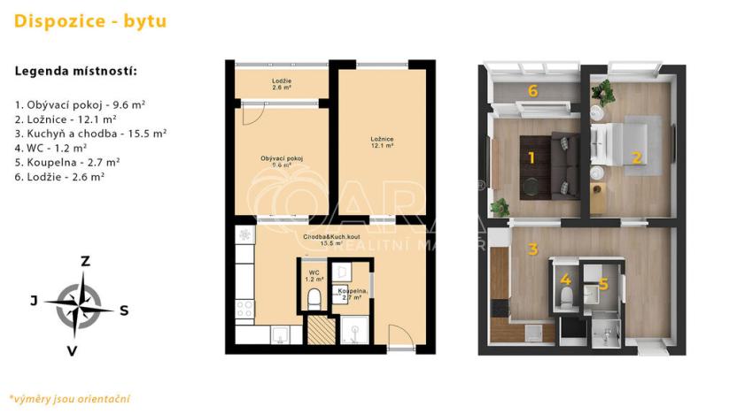 Prodej bytu 2+kk, Praha - Chodov, Brandlova, 44 m2