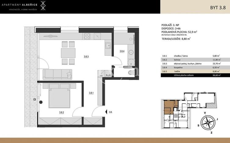 Prodej bytu 2+kk, Horní Maršov, 57 m2
