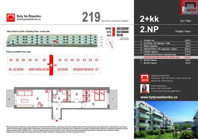 Prodej bytu 2+kk, Olomouc - Nová Ulice, Třída Jiřího Pelikána, 72 m2