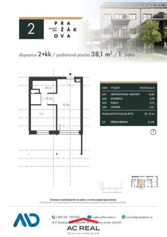 Prodej bytu 2+kk, Brno, Pražákova, 37 m2