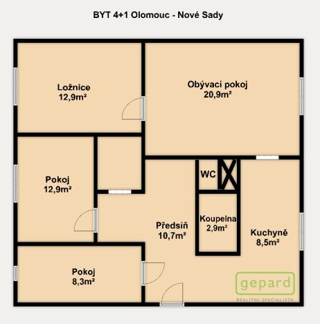 Prodej bytu 4+1, Olomouc, Rožňavská, 79 m2