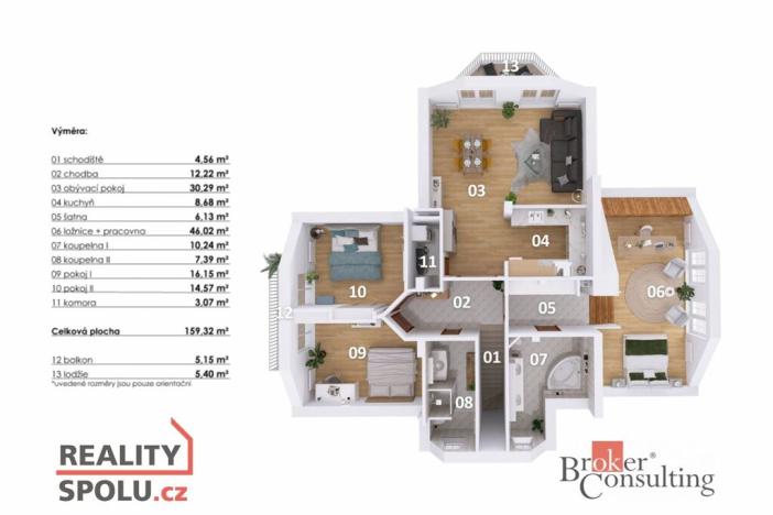 Prodej bytu 4+kk, Praha - Štěrboholy, Novoštěrboholská, 172 m2