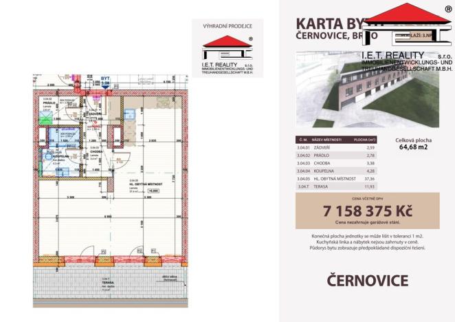 Prodej bytu 2+kk, Brno, Charbulova, 53 m2