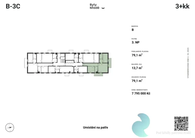 Prodej bytu 3+kk, České Budějovice - České Budějovice 5, 79 m2