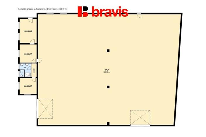 Pronájem skladu, Brno - Horní Heršpice, Kaštanová, 363 m2