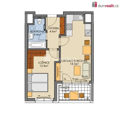 Prodej bytu 2+kk, Praha - Vysočany, Pod Harfou, 42 m2