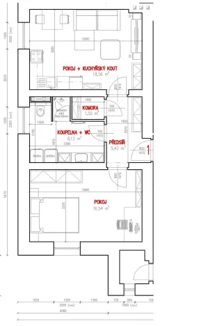 Pronájem bytu 2+kk, Děčín, Ústecká, 54 m2