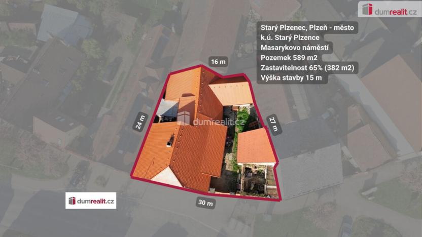 Prodej pozemku pro bydlení, Starý Plzenec, Masarykovo náměstí, 589 m2
