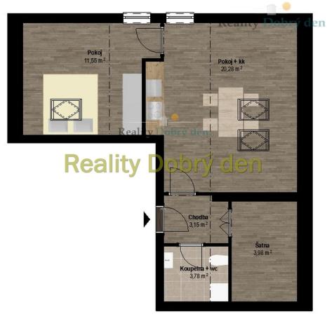 Pronájem bytu 2+kk, Litultovice, 57 m2