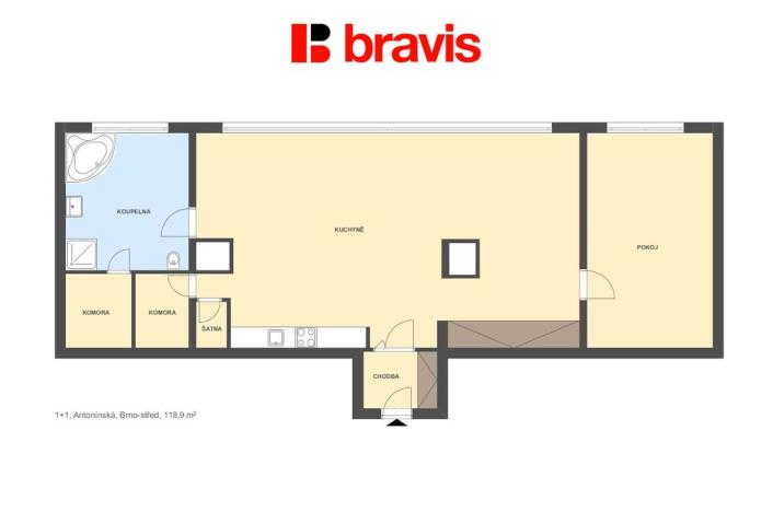 Pronájem bytu 2+kk, Brno - Veveří, 122 m2