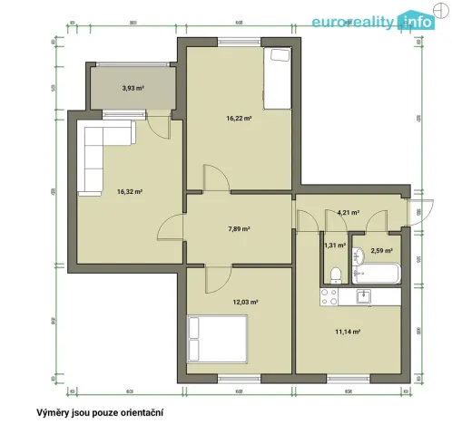 Prodej bytu 3+1, Rotava, Sídliště, 75 m2
