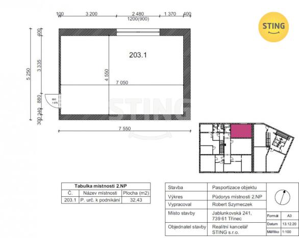 Pronájem kanceláře, Třinec, Jablunkovská, 34 m2