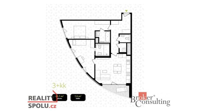 Prodej bytu 3+kk, Praha - Michle, Hodonínská, 86 m2