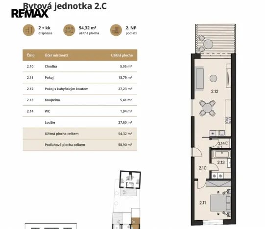 Prodej bytu 2+kk, Brno, Obřanská, 54 m2