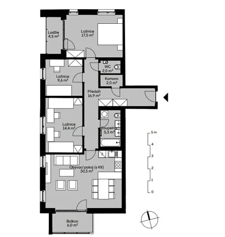 Prodej bytu 4+kk, Praha - Vysočany, Kaliberové, 98 m2