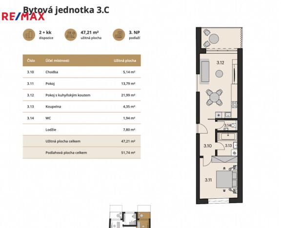 Prodej bytu 2+kk, Brno, Obřanská, 47 m2