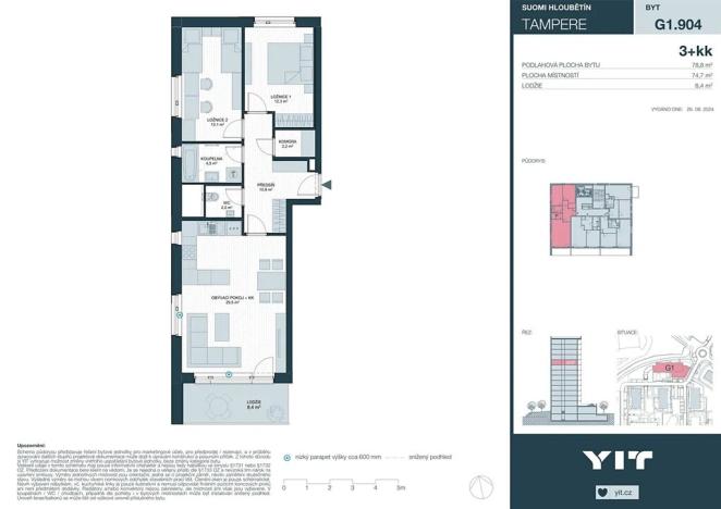 Prodej bytu 3+kk, Praha - Hloubětín, Waltariho, 75 m2