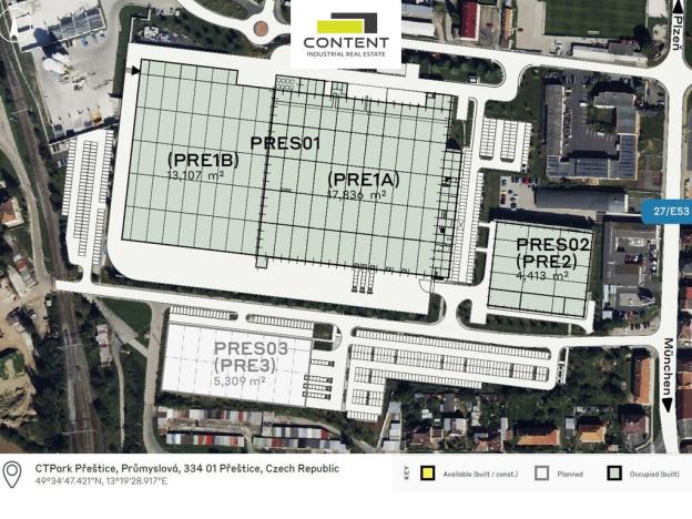 Pronájem výrobních prostor, Přeštice, Průmyslová, 5309 m2