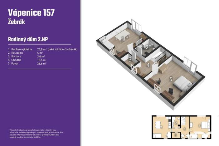 Prodej rodinného domu, Žebrák, Vápenice, 157 m2