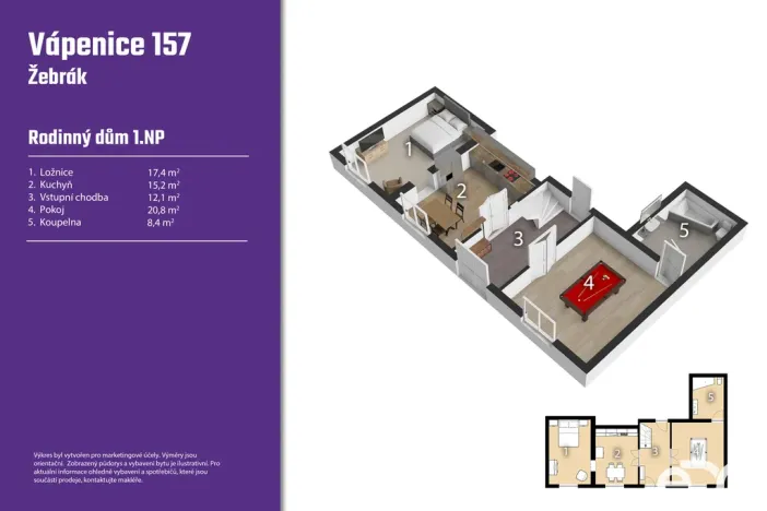 Prodej rodinného domu, Žebrák, Vápenice, 157 m2