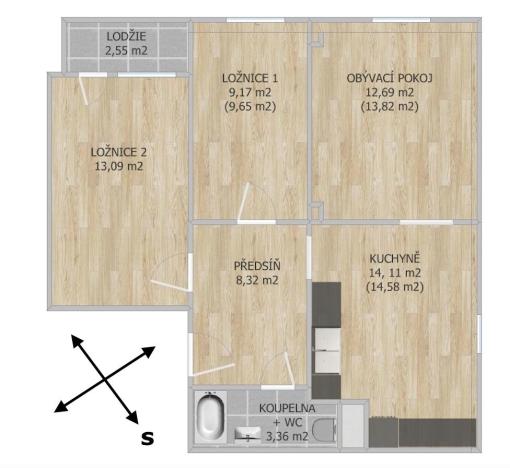 Prodej bytu 3+1, Loděnice, Za GZ, 66 m2