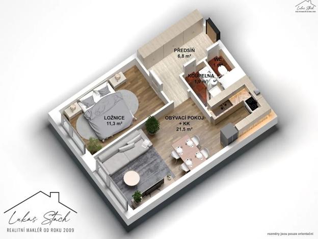 Prodej bytu 2+kk, Praha - Modřany, Krouzova, 43 m2