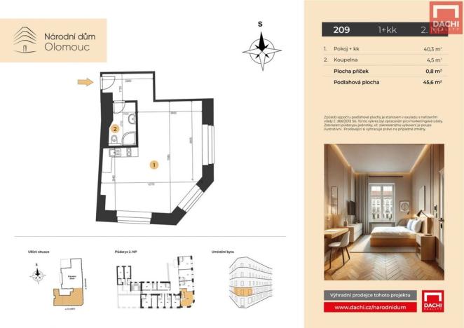 Prodej bytu 1+kk, Olomouc, 8. května, 45 m2