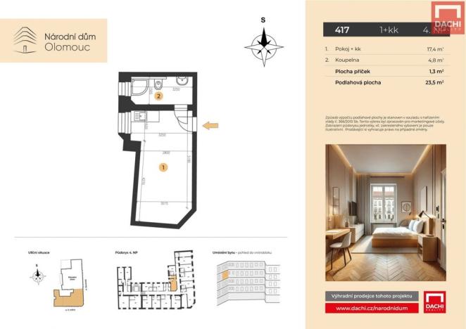 Prodej bytu 1+kk, Olomouc, 8. května, 23 m2