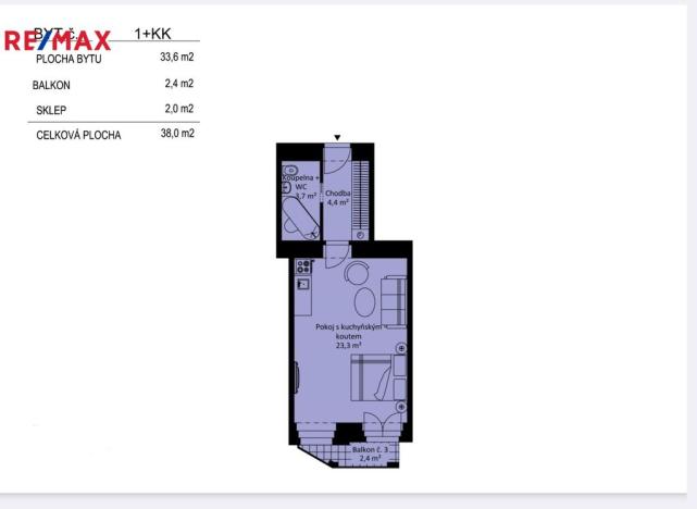 Pronájem bytu 1+kk, Praha - Smíchov, Zborovská, 34 m2