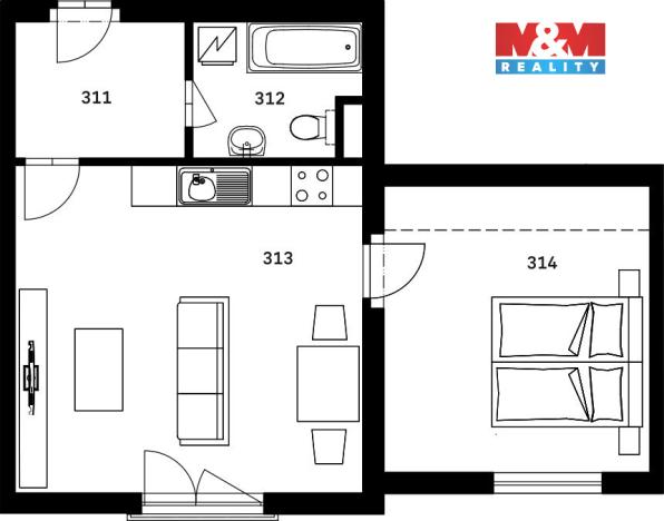 Prodej bytu 2+kk, Nýrsko, 51 m2
